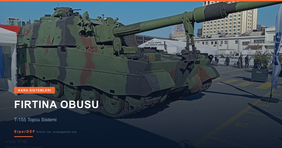 T-155 Fırtına paletli obüs sistemi atış pozisyonunda